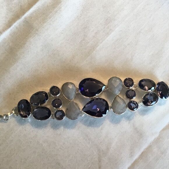 NWOT Sterling Moonstone & Iolite Adj. Bracelet - Picture 9 of 16